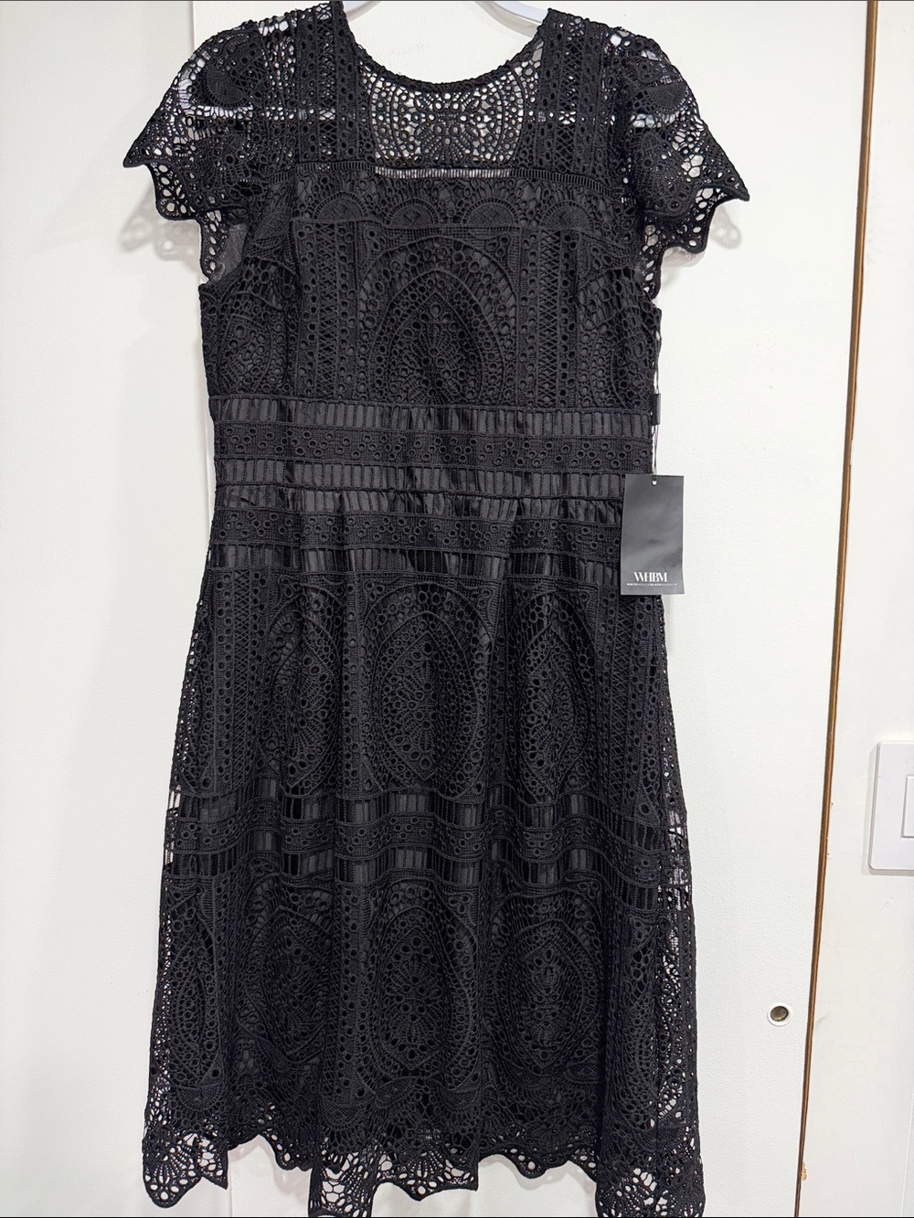 White House Black Market Black Lace Fit-and-Flare Dress
